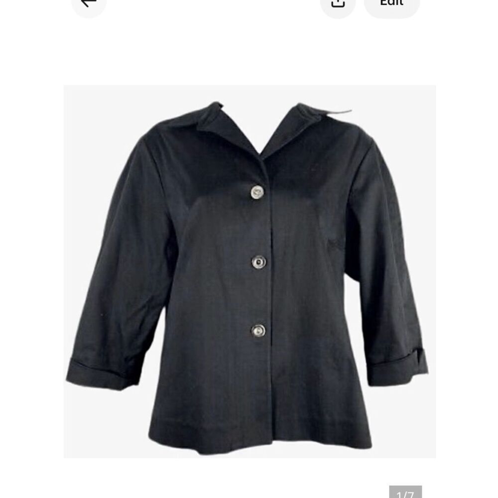 Lauren Ralph Lauren Sateen Jacket w/ 3/4 Sleeves in Dark Black/Silver Women’s S